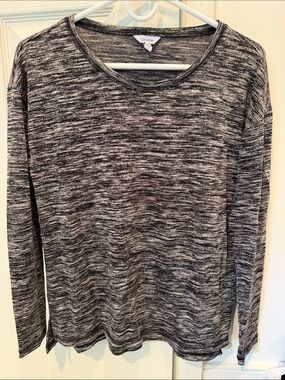 Calvin Klein Black & Gray Marled Long Sleeve Tee